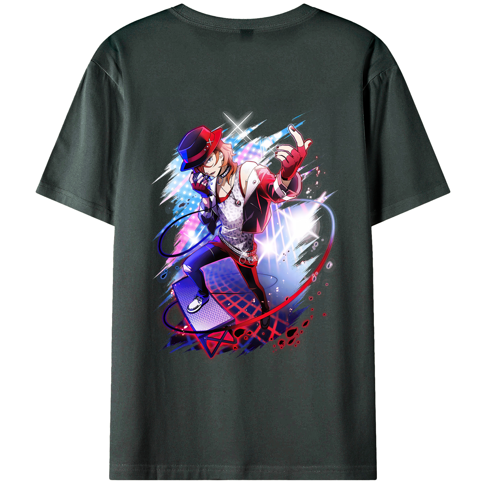 （画像用） 文豪ストレイドッグス Bungo Stray Dogs 綿100％ メンズ半袖Tシャツ（バックプリント） 通気性